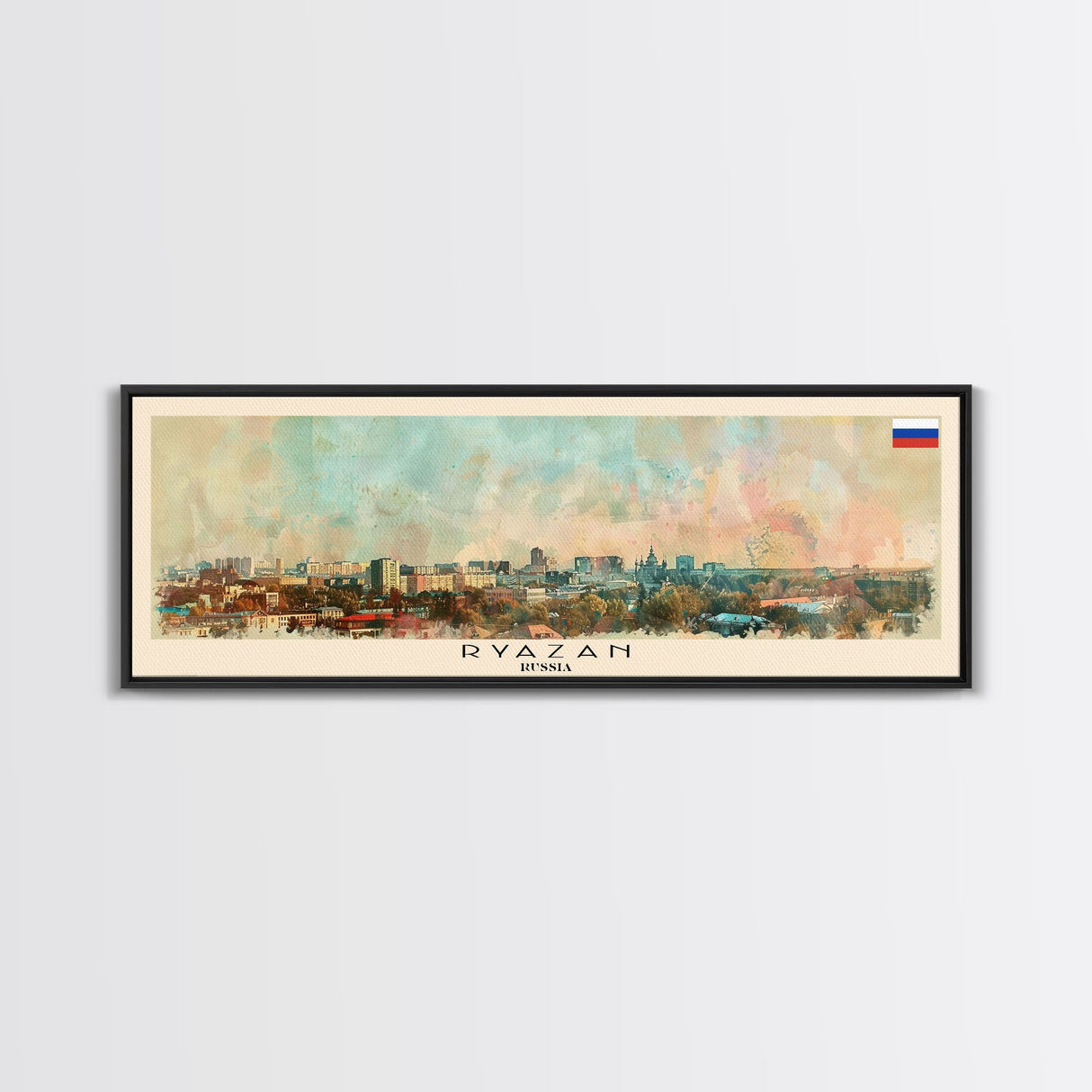 Ryazan Russia Panoramic Travel Poster, Framed Canvas Print or Metal Wall Art, Travel Art, Home Decor, Panoramic Painting, Midcentury Art