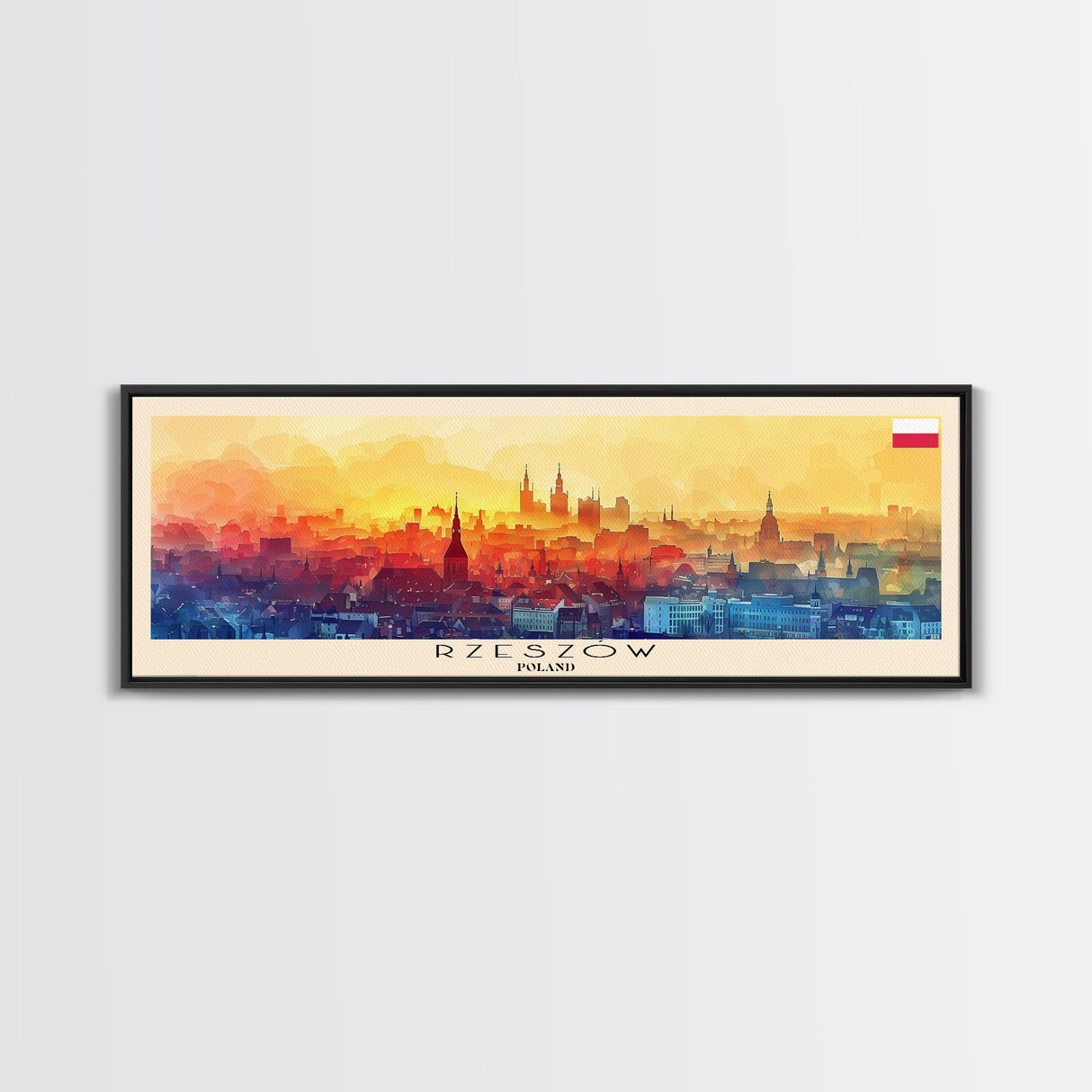 Rzeszow Poland Wall Art, Panoramic Travel Poster, Panoramic Framed Canvas Print, City Wall Art, Wall Hanging Home Decor, Travel Art