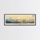 Saint Etienne France Panoramic Travel Poster, Framed Canvas Print or Metal Wall Art, Travel Art, Home Decor, Panoramic Painting, Midcentury Art