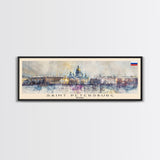 Saint Petersburg Russia Wall Art, Panoramic Travel Poster, Panoramic Framed Canvas Print, City Wall Art, Wall Hanging Home Decor, Travel Art