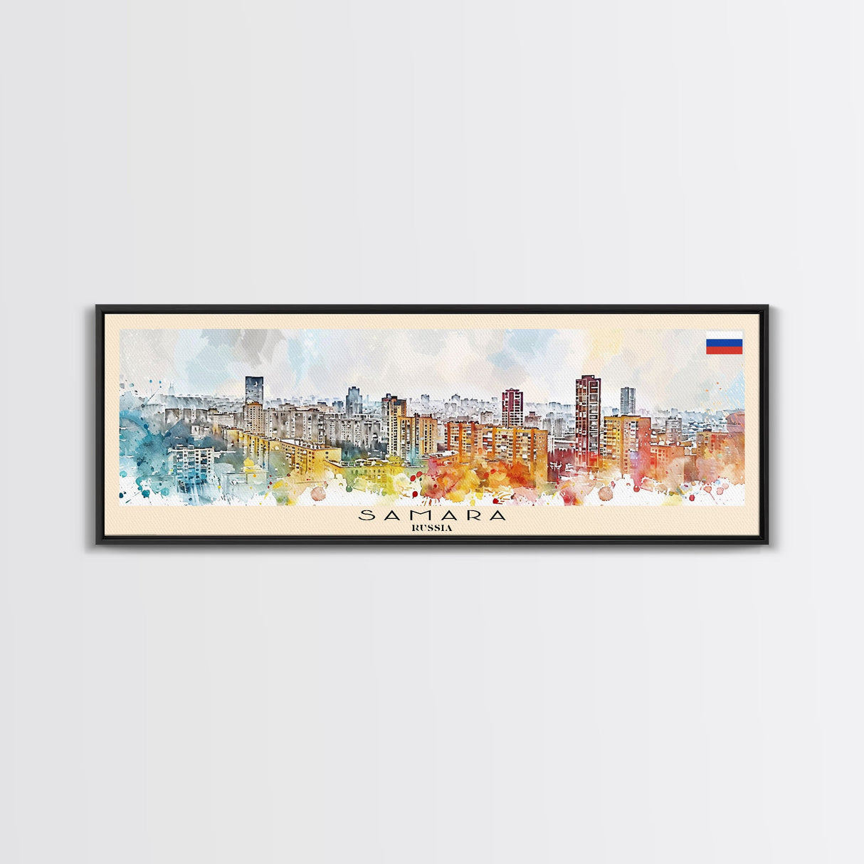 Samara Russia Wall Art, Panoramic Travel Poster, Panoramic Framed Canvas Print, City Wall Art, Wall Hanging Home Decor, Travel Art