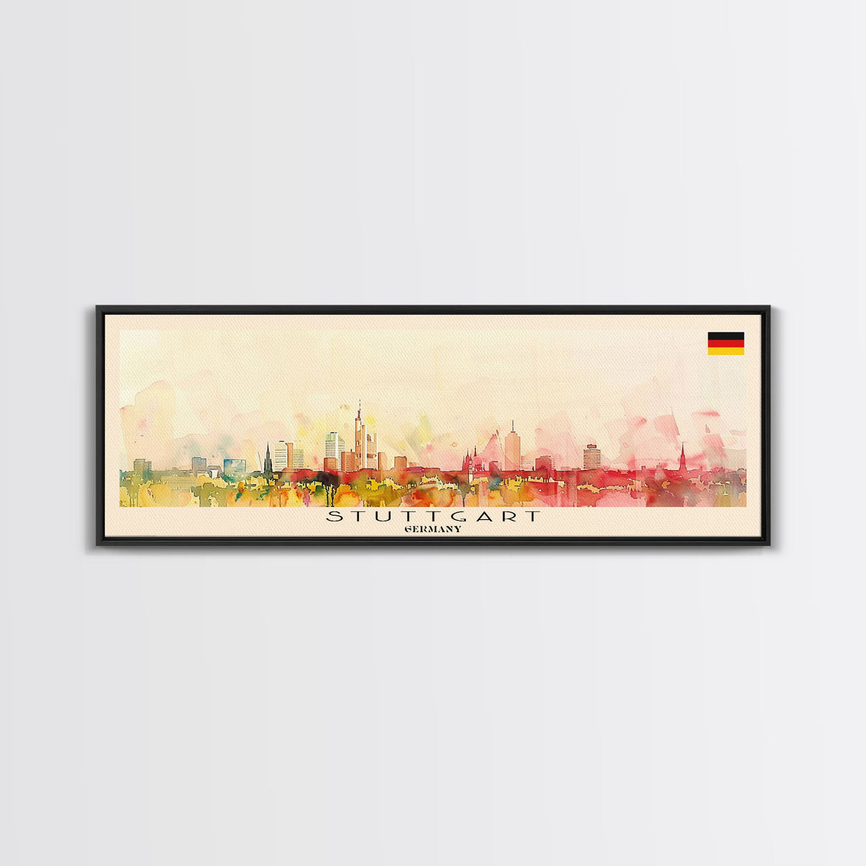 Stuttgart Germany Wall Art, Panoramic Travel Poster, Panoramic Framed Canvas Print, City Wall Art, Wall Hanging Home Decor, Travel Art