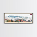 Valjevo Serbia Panoramic Travel Poster, Framed Canvas Print or Metal Wall Art, Travel Art, Home Decor, Panoramic Painting, Midcentury Art