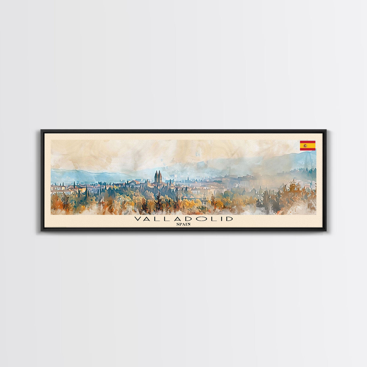 Valladolid Spain Wall Art, Panoramic Travel Poster, Panoramic Framed Canvas Print, City Wall Art, Wall Hanging Home Decor, Travel Art