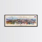 Vladikavkaz Russia Panoramic Travel Poster, Framed Canvas Print or Metal Wall Art, Travel Art, Home Decor, Panoramic Painting, Midcentury Art