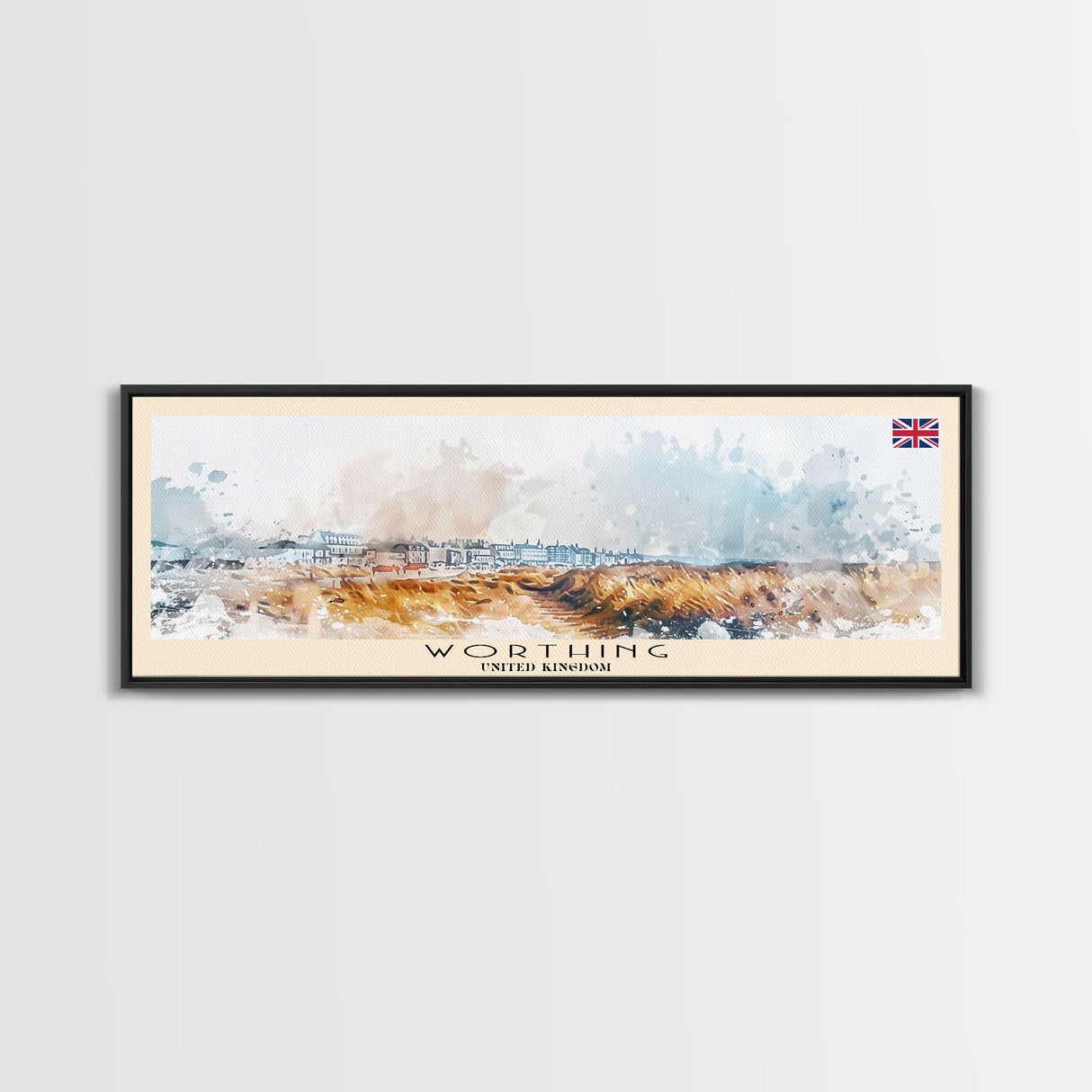 Worthing United Kingdom Wall Art, Panoramic Travel Poster, Panoramic Framed Canvas Print, City Wall Art, Wall Hanging Home Decor, Travel Art