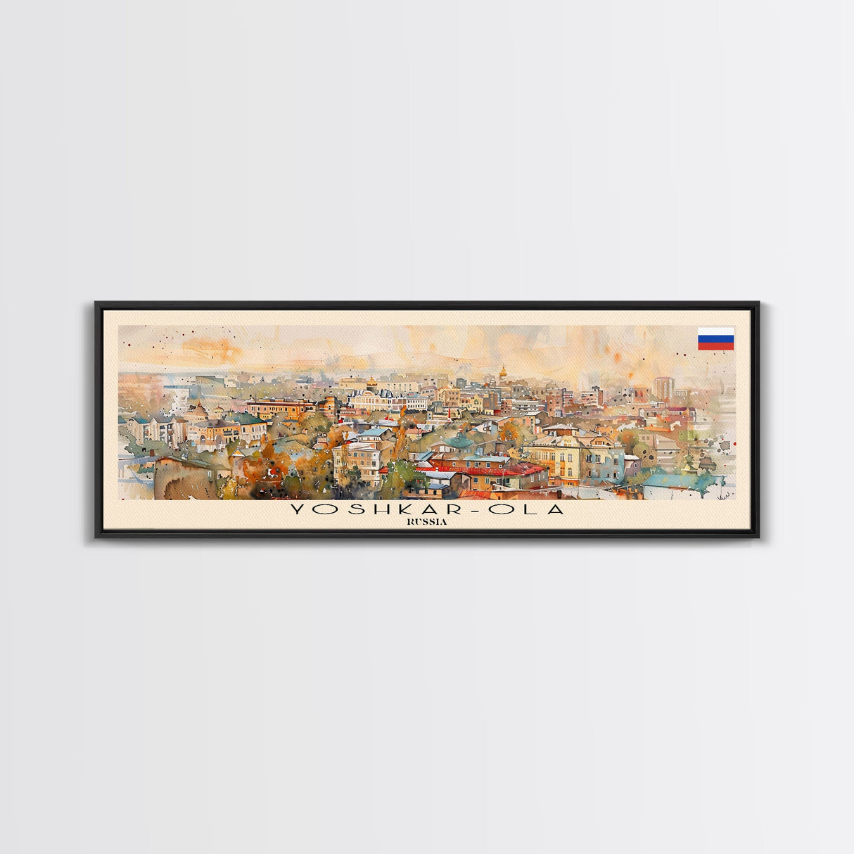 Yoshkar Ola Russia Panoramic Travel Poster, Framed Canvas Print or Metal Wall Art, Travel Art, Home Decor, Panoramic Painting, Midcentury Art