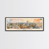 Zaporizhzhia Ukraine Panoramic Travel Poster, Framed Canvas Print or Metal Wall Art, Travel Art, Home Decor, Panoramic Painting, Midcentury Art