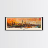 Zaragoza Spain Wall Art, Panoramic Travel Poster, Panoramic Framed Canvas Print, City Wall Art, Wall Hanging Home Decor, Travel Art