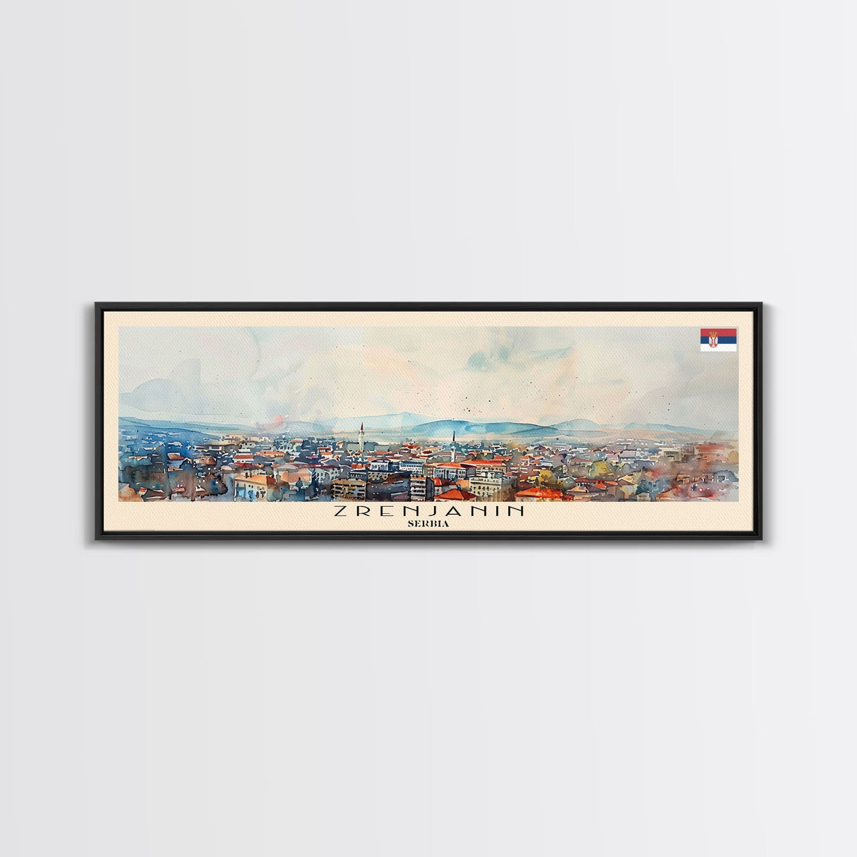 Zrenjanin Serbia Wall Art, Panoramic Travel Poster, Panoramic Framed Canvas Print, City Wall Art, Wall Hanging Home Decor, Travel Art