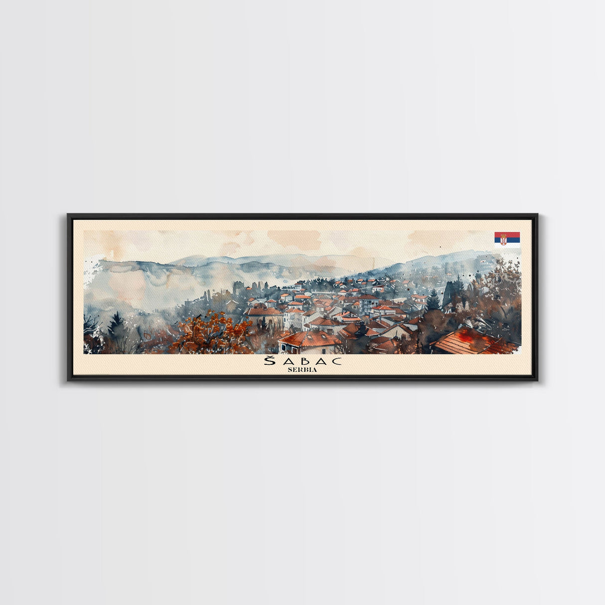 Šabac Serbia Wall Art, Panoramic Travel Poster, Panoramic Framed Canvas Print, City Wall Art, Wall Hanging Home Decor, Travel Art