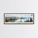 Slavonski Brod Croatia Panoramic Travel Poster, Framed Canvas Print or Metal Wall Art, Travel Art, Home Decor, Panoramic Painting, Midcentury Art