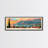 Bar Montenegro Panoramic Travel Poster, Framed Canvas Print or Metal Wall Art, Travel Art, Home Decor, Panoramic Painting, Midcentury Art