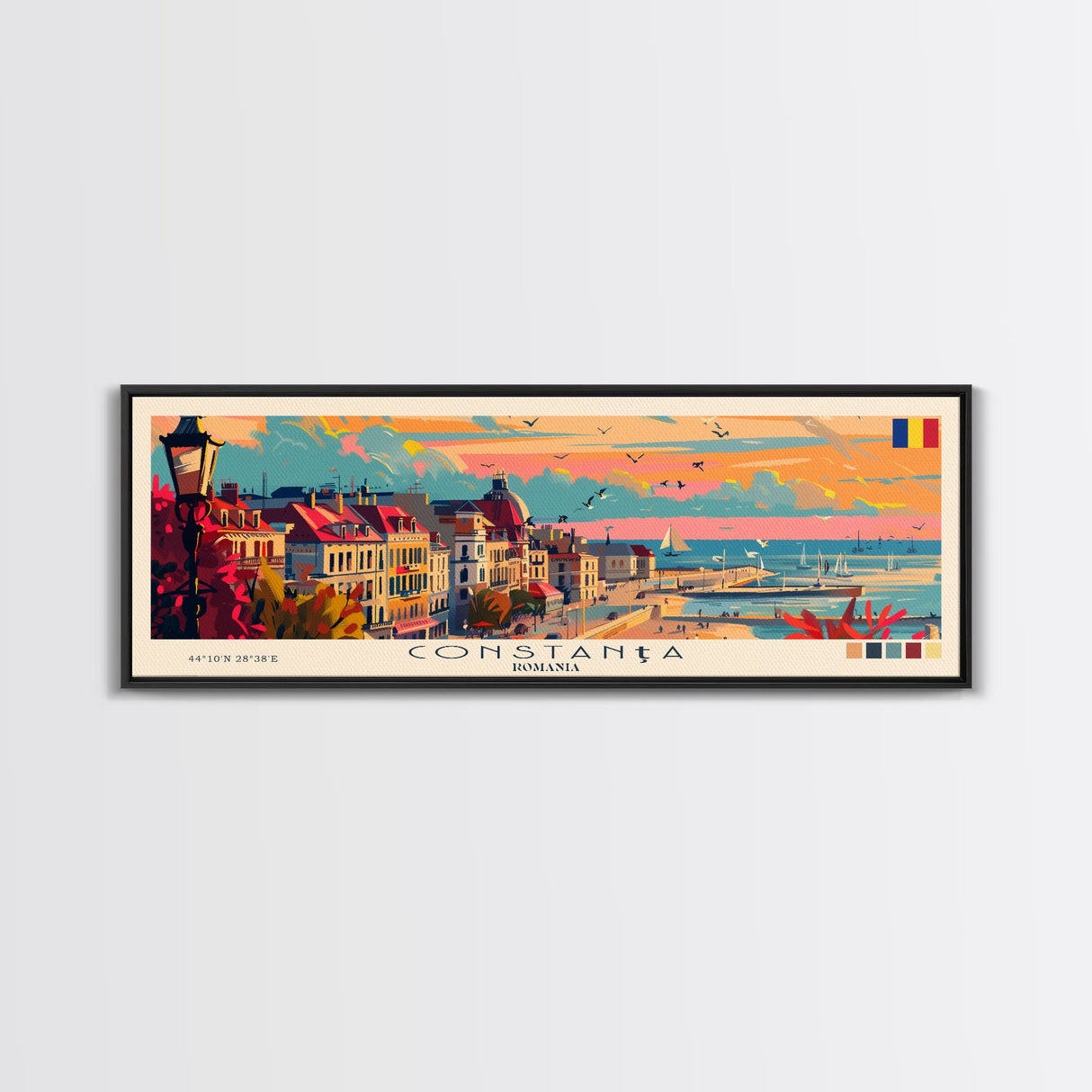 Constana Romania Wall Art, Panoramic Travel Poster, Panoramic Framed Canvas Print, City Wall Art, Wall Hanging Home Decor, Travel Art