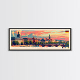 Dresde Germany Travel Art, City Art, Framed Canvas Print or Metal Wall Art, Europe Travel Poster, Panoramic Wall Art, Extra Wide Wall Art