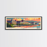 Gijón Spain Travel Print Wall Art, Panoramic City Art, Travel Art, Wall Decor, Vacation Gift, Framed Canvas Print Or Metal Art