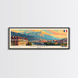 Grenoble France Travel Print Wall Art, Panoramic City Art, Travel Art, Wall Decor, Vacation Gift, Framed Canvas Print Or Metal Art