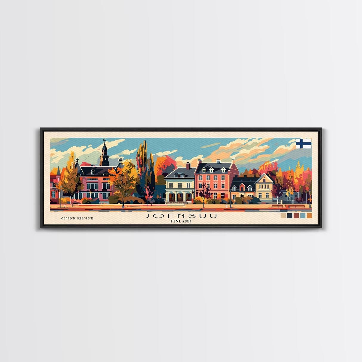 Joensuu Finland Wall Art, Panoramic Travel Poster, Panoramic Framed Canvas Print, City Wall Art, Wall Hanging Home Decor, Travel Art