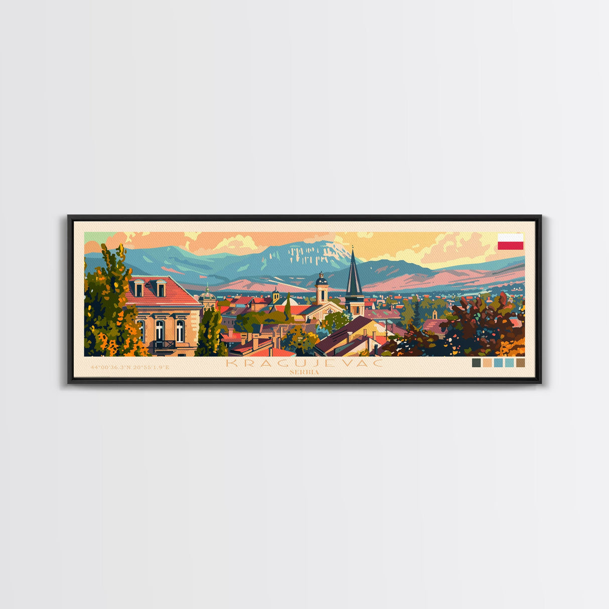 Kragujevac Serbia Travel Print Wall Art, Panoramic City Art, Travel Art, Wall Decor, Vacation Gift, Framed Canvas Print Or Metal Art