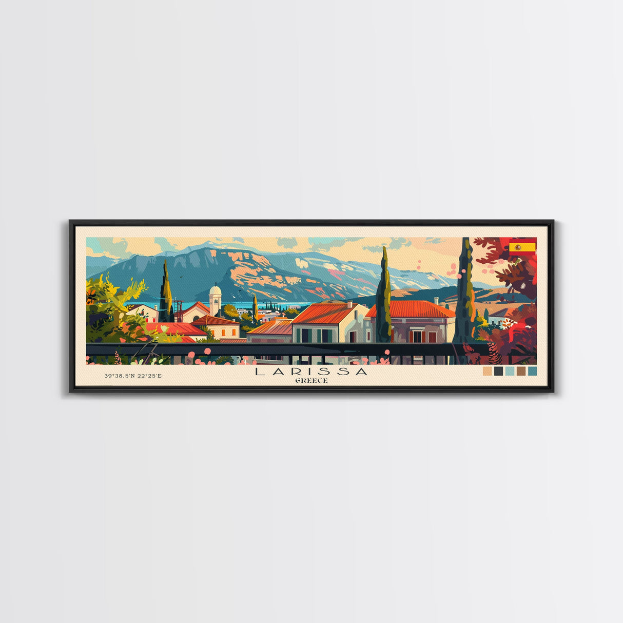 Larissa Greece Travel Print Wall Art, Panoramic City Art, Travel Art, Wall Decor, Vacation Gift, Framed Canvas Print Or Metal Art