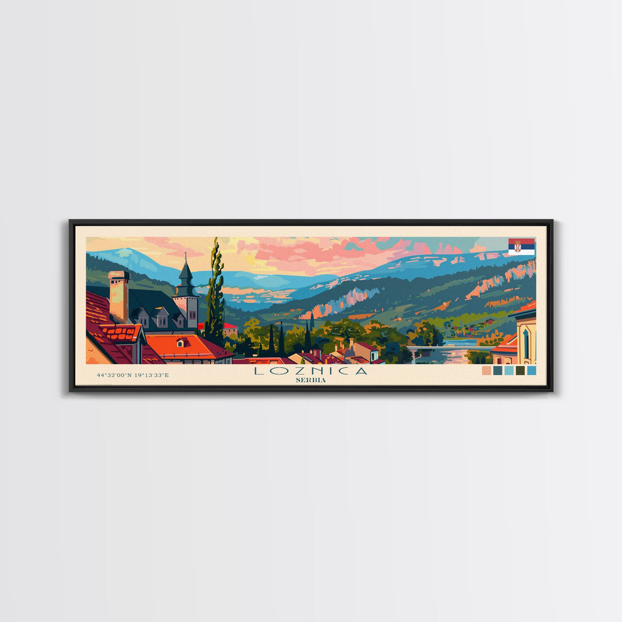 Loznica Serbia Wall Art, Panoramic Travel Poster, Panoramic Framed Canvas Print, City Wall Art, Wall Hanging Home Decor, Travel Art