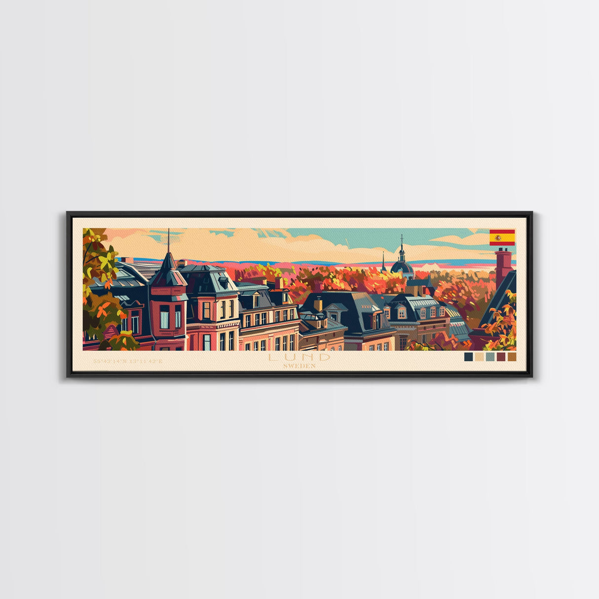 Lund Sweden Travel Print Wall Art, Panoramic City Art, Travel Art, Wall Decor, Vacation Gift, Framed Canvas Print Or Metal Art