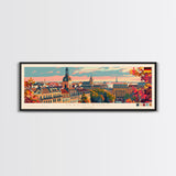 Magdeburg Germany Wall Art, Panoramic Travel Poster, Panoramic Framed Canvas Print, City Wall Art, Wall Hanging Home Decor, Travel Art