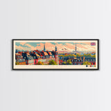 Norwich United Kingdom Panoramic Travel Poster, Framed Canvas Print or Metal Wall Art, Travel Art, Home Decor, Panoramic Painting, Midcentury Art