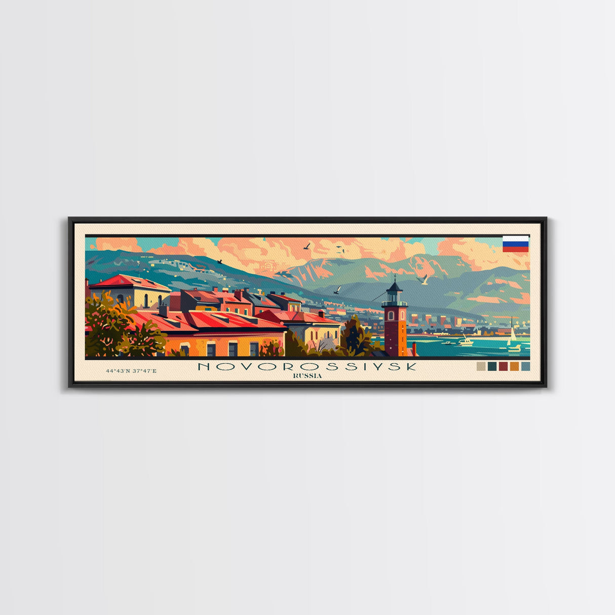 Novorossiysk Russia Wall Art, Panoramic Travel Poster, Panoramic Framed Canvas Print, City Wall Art, Wall Hanging Home Decor, Travel Art