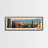 Perugia Italy Panoramic Travel Poster, Framed Canvas Print or Metal Wall Art, Travel Art, Home Decor, Panoramic Painting, Midcentury Art