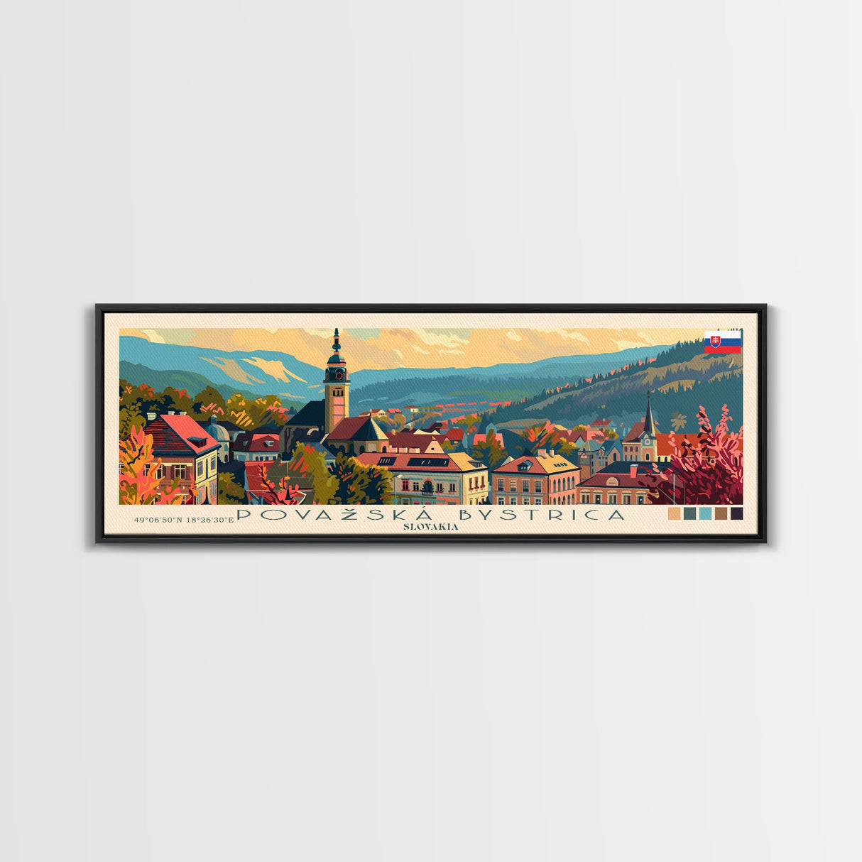 Povazska Bystrica Slovakia Travel Print Wall Art, Panoramic City Art, Travel Art, Wall Decor, Vacation Gift, Framed Canvas Print Or Metal Art