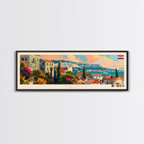 Pula Croatia Panoramic Travel Poster, Framed Canvas Print or Metal Wall Art, Travel Art, Home Decor, Panoramic Painting, Midcentury Art