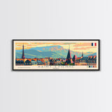 Saint Etienne France Panoramic Travel Poster, Framed Canvas Print or Metal Wall Art, Travel Art, Home Decor, Panoramic Painting, Midcentury Art