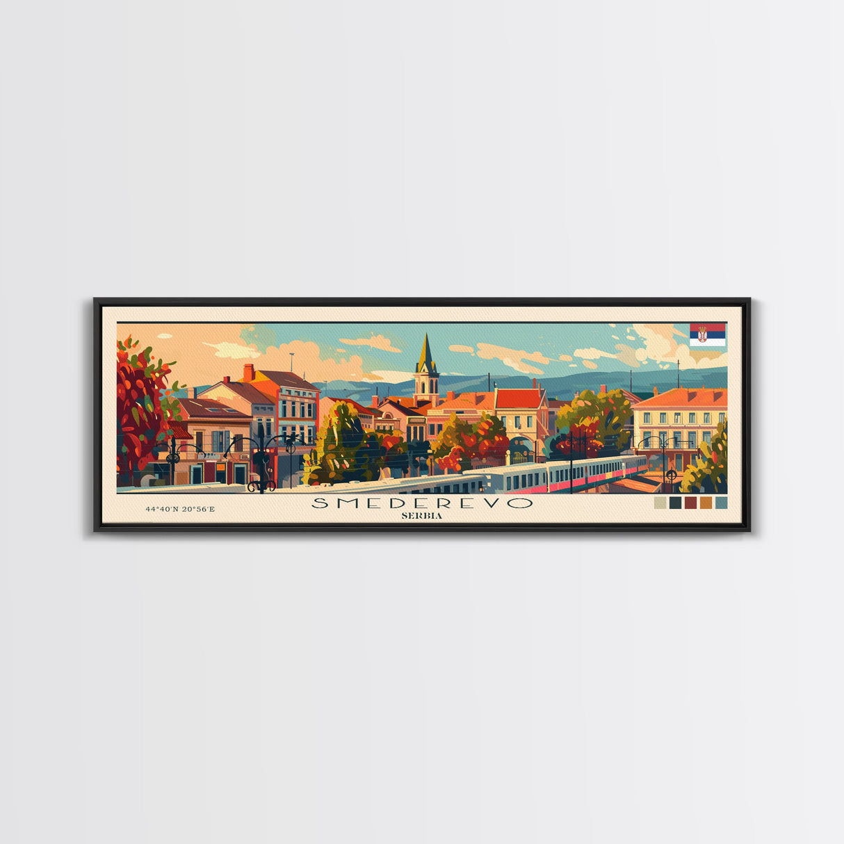 Smederevo Serbia Travel Print Wall Art, Panoramic City Art, Travel Art, Wall Decor, Vacation Gift, Framed Canvas Print Or Metal Art