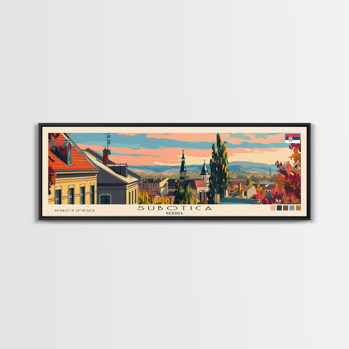 Subotica Serbia Travel Print Wall Art, Panoramic City Art, Travel Art, Wall Decor, Vacation Gift, Framed Canvas Print Or Metal Art