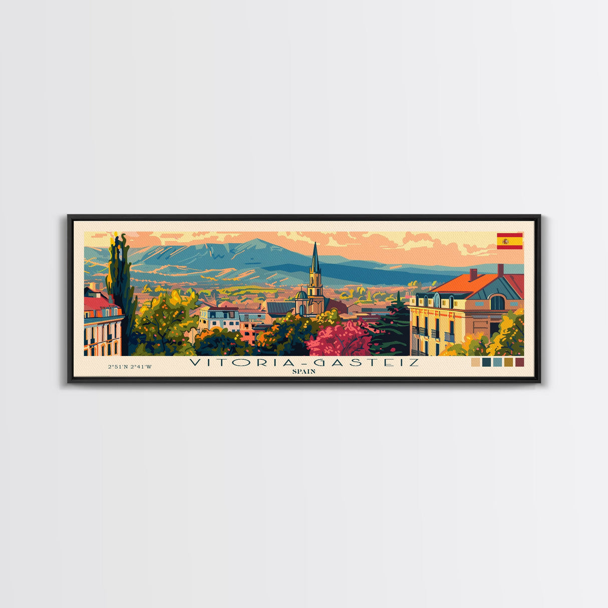 Vitoria Gasteiz Spain Travel Art, City Art, Framed Canvas Print or Metal Wall Art, Europe Travel Poster, Panoramic Wall Art, Extra Wide Wall Art