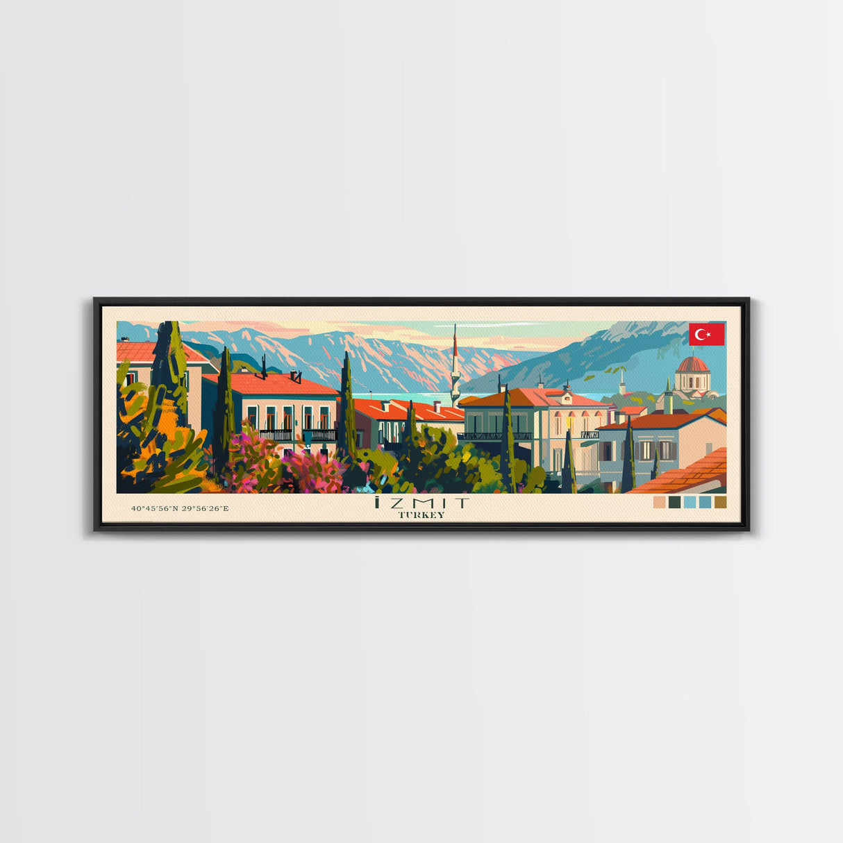 Izmit Turkey Travel Art, City Art, Framed Canvas Print or Metal Wall Art, Europe Travel Poster, Panoramic Wall Art, Extra Wide Wall Art