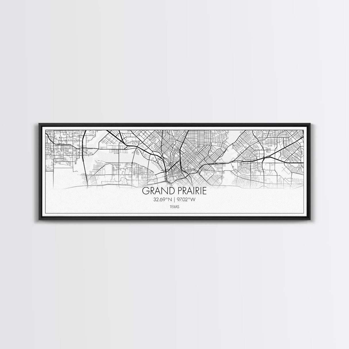 Panoramic Grand Prairie City Map, Texas Art, Map Print, Minimalist Wall Art, Canvas Art, Housewarming Gift, Street Map Art, Closing Gift