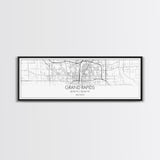 Panoramic Grand Rapids City Map, Michigan Art, Map Print, Minimalist Wall Art, Canvas Art, Housewarming Gift, Street Map Art, Closing Gift