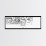 Panoramic Houston City Map, Texas Art, Map Print, Minimalist Wall Art, Canvas Art, Housewarming Gift, Street Map Art, Closing Gift