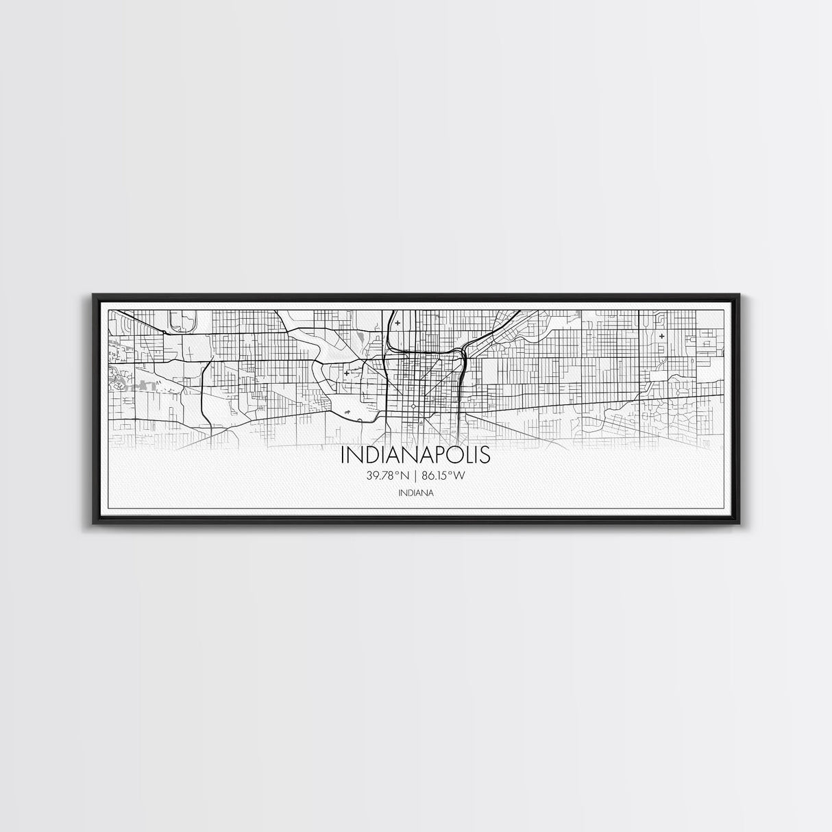 Panoramic Indianapolis  City Map, Indiana Art, Map Print, Minimalist Wall Art, Canvas Art, Housewarming Gift, Street Map Art, Closing Gift