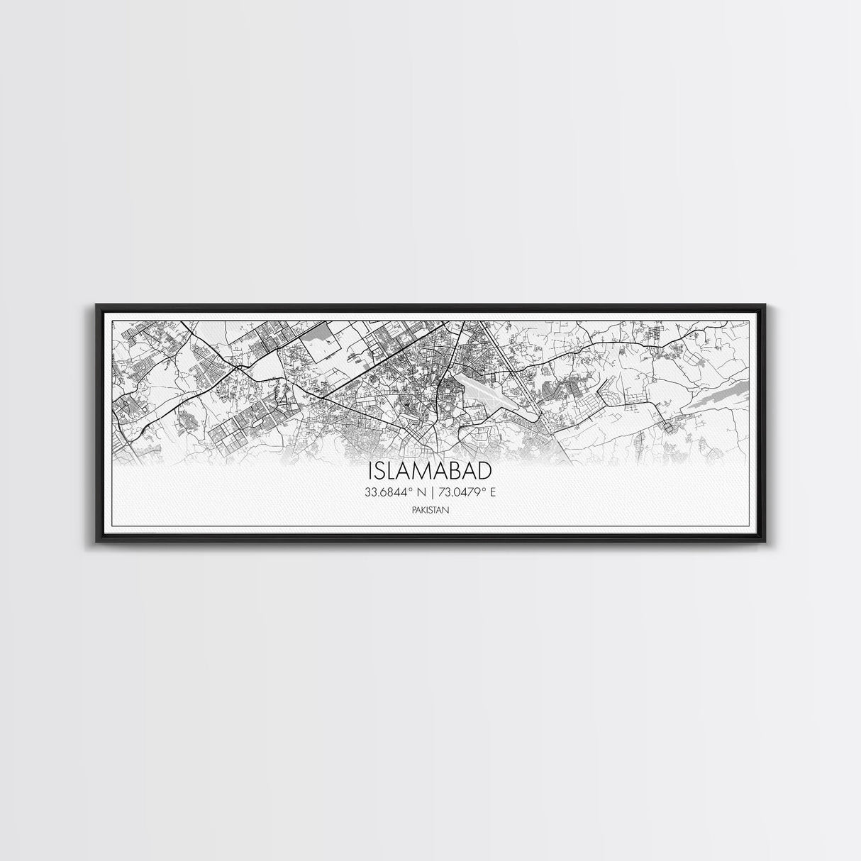 Panoramic Islamabad City Map, Pakistan Art, Map Print, Minimalist Wall Art, Canvas Art, Housewarming Gift, Street Map Art, Closing Gift