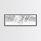 Panoramic Jersey City Map, New Jersey Art, Map Print, Minimalist Wall Art, Canvas Art, Housewarming Gift, Street Map Art, Closing Gift