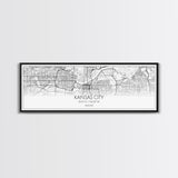 Panoramic Kansas City Map, Missouri Art, Map Print, Minimalist Wall Art, Canvas Art, Housewarming Gift, Street Map Art, Closing Gift