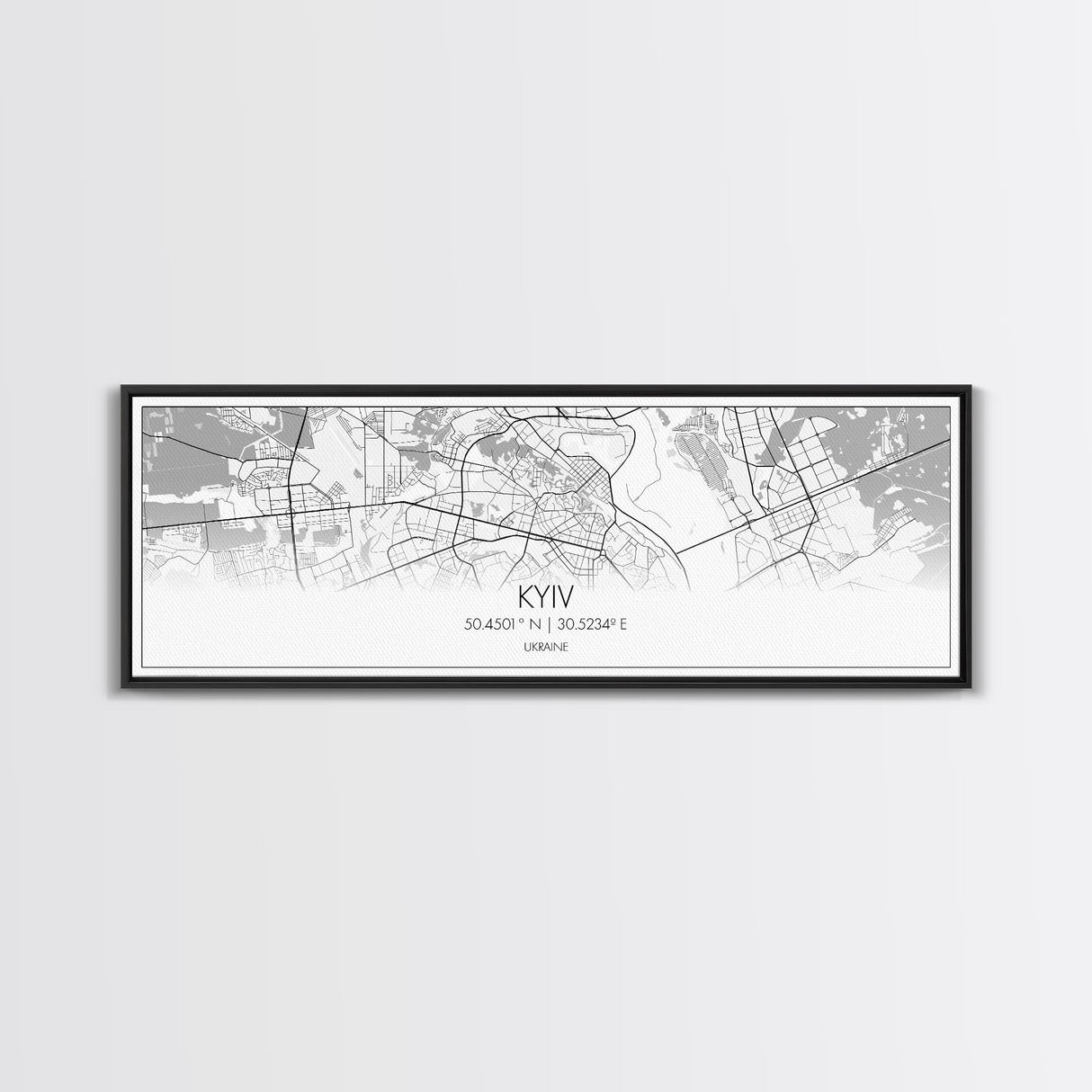 Panoramic Kyiv City Map, Ukraine Art, Map Print, Minimalist Wall Art, Canvas Art, Housewarming Gift, Street Map Art, Closing Gift