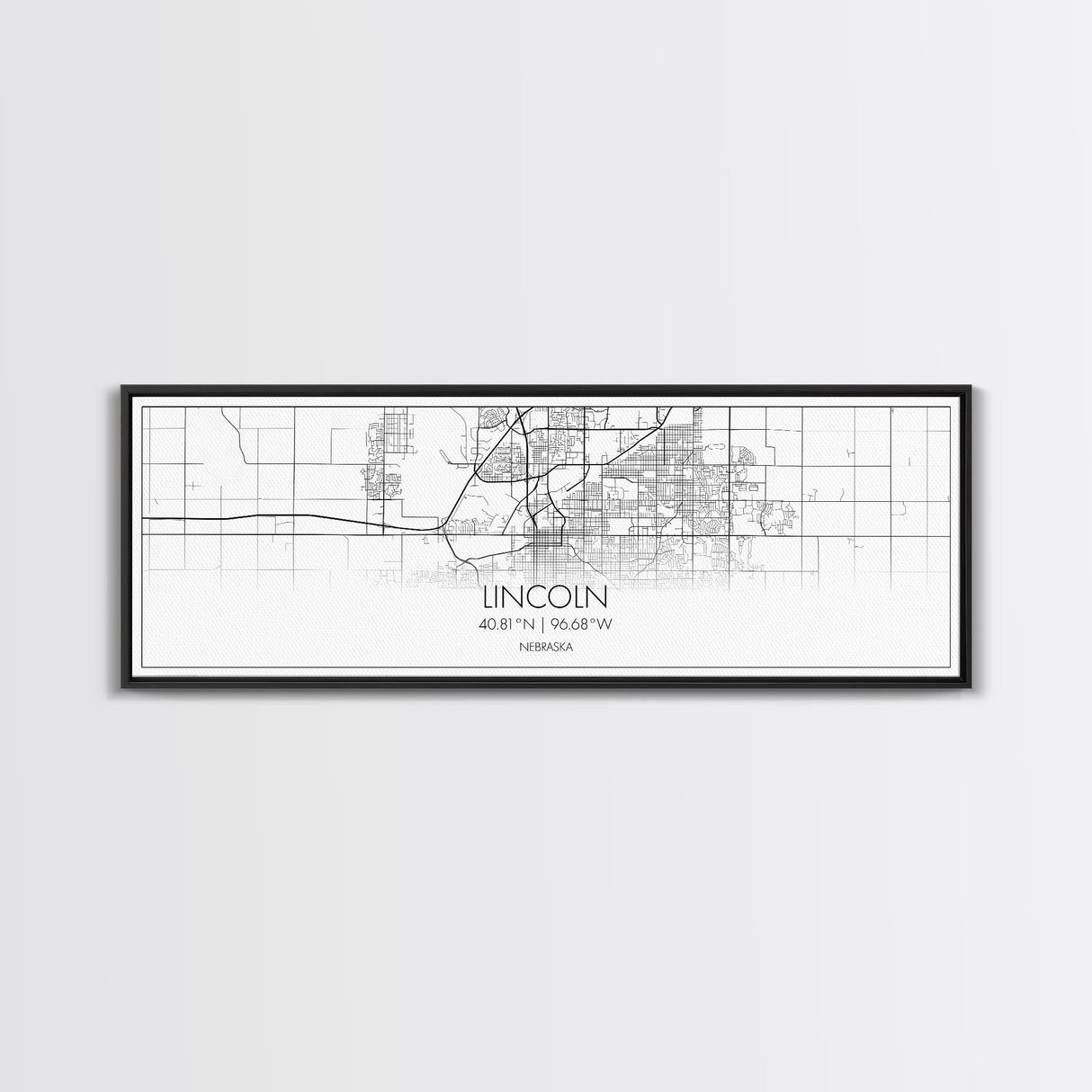 Panoramic Lincoln City Map, Nebraska Art, Map Print, Minimalist Wall Art, Canvas Art, Housewarming Gift, Street Map Art, Closing Gift