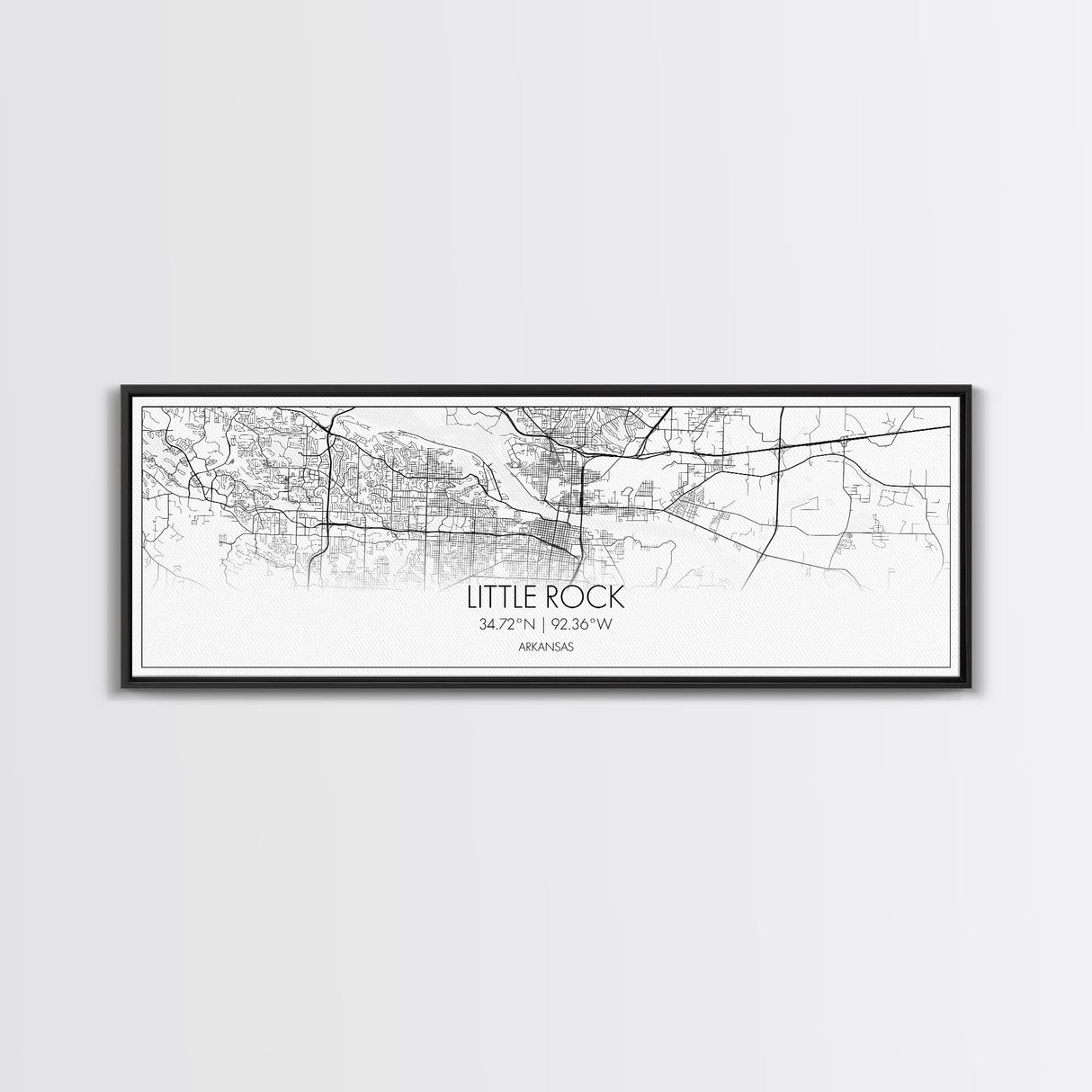 Panoramic Little Rock City Map, Arkansas Art, Map Print, Minimalist Wall Art, Canvas Art, Housewarming Gift, Street Map Art, Closing Gift