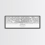 Panoramic London City Map, United Kingdom Art, Map Print, Minimalist Wall Art, Canvas Art, Housewarming Gift, Street Map Art, Closing Gift