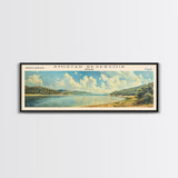 Amistad Reservoir Texas Panoramic Framed Canvas Print, Lake House Decor, Modern Art, Travel Poster, Scenic View, Water Reflection