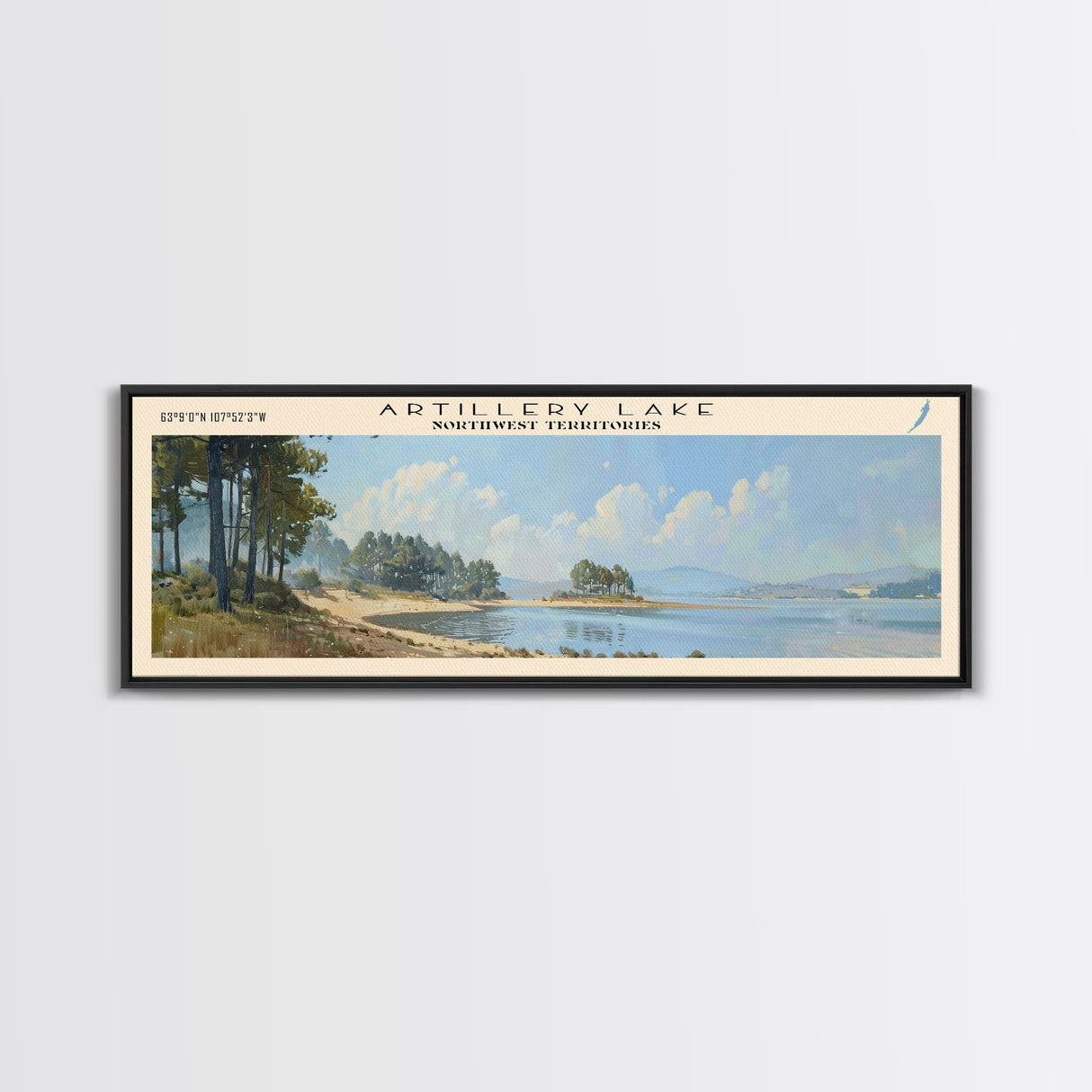 Artillery Lake Panoramic Framed Canvas Print, Lake House Art, Modern Decor, Travel Poster, Scenic View, Home Decoration